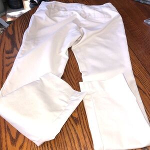 WHITE HOUSE BLACK MARKET SIZE 4 REG KHAKI FLAT FRONT TROUSERS HOOK BUTTON ZIPPER